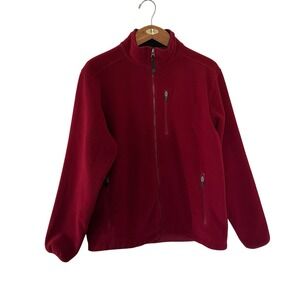 LL Bean Fleece Zip Up Jacket Men's Medium‎ Red Soft Coat Winter Warm